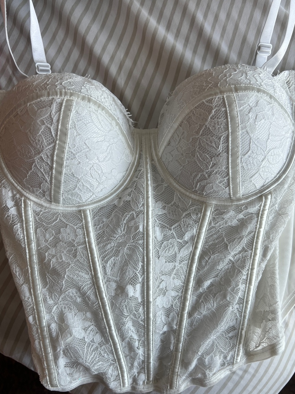 Lace Longline Bustier Corset - White
